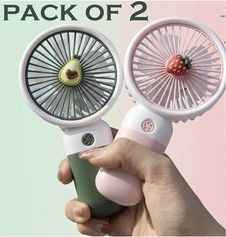 USB Rechargeable 3 Speed Mini Fan with Desktop Phone Holder Base (Multicolor) PACK OF 2