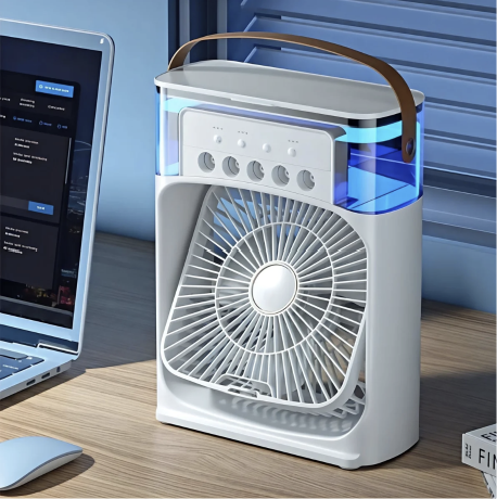 Portable Air Cooler Fan with Water Tank & USB Power with 3 Speeds, Mist Humidifier, LED Light