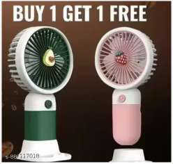 USB Rechargeable 3 Speed Mini Fan with Desktop Phone Holder Base (Multicolor) PACK OF 2