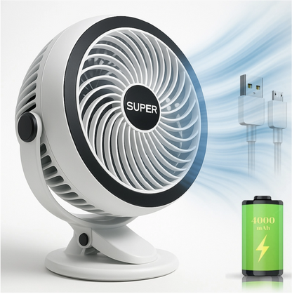 Mini Desk Clip Fan, 4000mAh Rechargeable Cooling Mini Hanging And Clip Table Fan