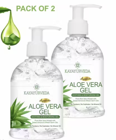 Aloe Vera Gel for Face and Hair For All Skin & Hair Types Organic, Sulphate & Paraben-Free,Pack of 2(300 ml)
