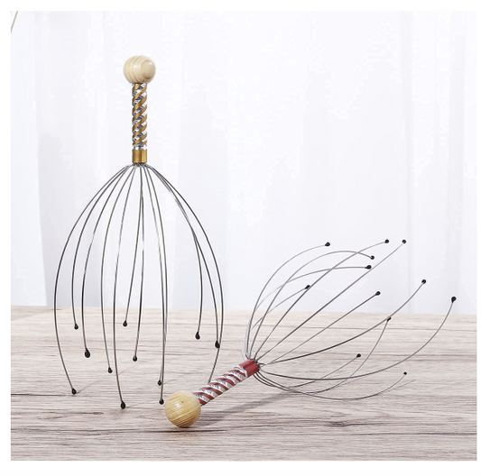 Stainless Steel Wire Head Massager with Wooden Handle, For Scalp and Spa Relief (2)
