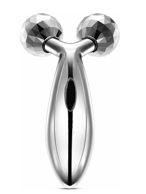 3D Manual Roller Face Body Massager | Wrinkle Remover Facial Massage Relaxation | Tightening Shaping Roller (Silver)