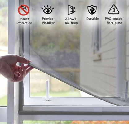 Smart Self-Adhesive Window Mosquito Net with Tape (120x120 CM, Grey)