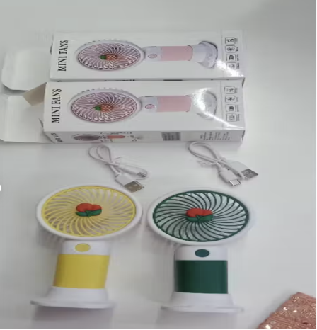 USB Rechargeable 3 Speed Mini Fan with Desktop Phone Holder Base (Multicolor) PACK OF 2