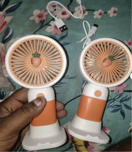 USB Rechargeable 3 Speed Mini Fan with Desktop Phone Holder Base (Multicolor) PACK OF 2