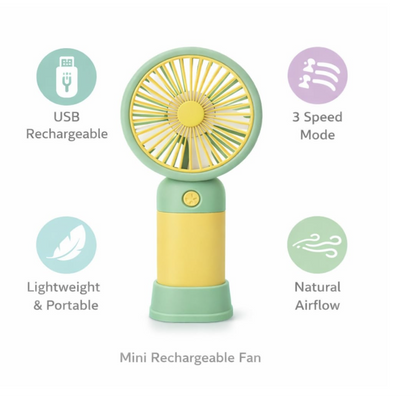 USB Rechargeable 3 Speed Mini Fan with Desktop Phone Holder Base (Multicolor) PACK OF 2