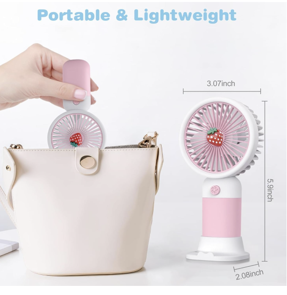 USB Rechargeable 3 Speed Mini Fan with Desktop Phone Holder Base (Multicolor) PACK OF 2