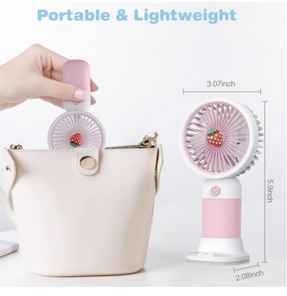 USB Rechargeable 3 Speed Mini Fan with Desktop Phone Holder Base (Multicolor) PACK OF 2