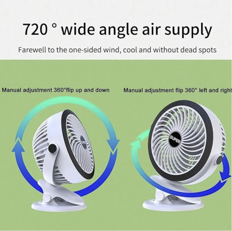 Mini Desk Clip Fan, 4000mAh Rechargeable Cooling Mini Hanging And Clip Table Fan
