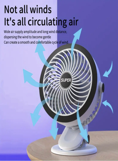 Mini Desk Clip Fan, 4000mAh Rechargeable Cooling Mini Hanging And Clip Table Fan