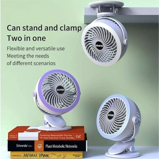 Mini Desk Clip Fan, 4000mAh Rechargeable Cooling Mini Hanging And Clip Table Fan