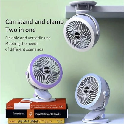 Mini Desk Clip Fan, 4000mAh Rechargeable Cooling Mini Hanging And Clip Table Fan