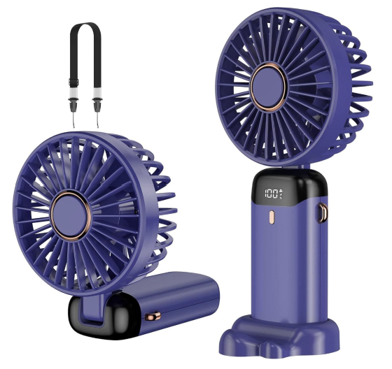 Rechargeable Portable Handheld Fan,3000mAh Battery Operated Mini Fan,5 Speeds and LED Display