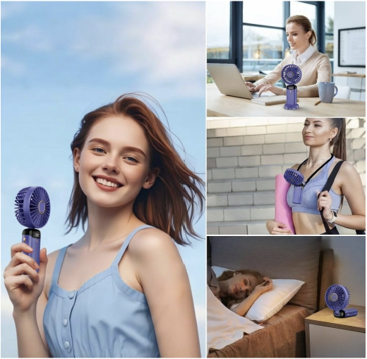 Rechargeable Portable Handheld Fan,3000mAh Battery Operated Mini Fan,5 Speeds and LED Display