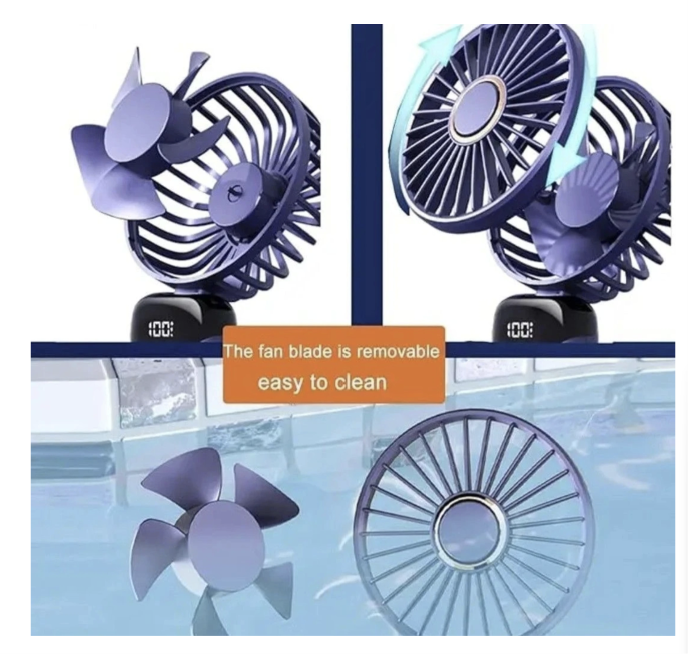 Rechargeable Portable Handheld Fan,3000mAh Battery Operated Mini Fan,5 Speeds and LED Display