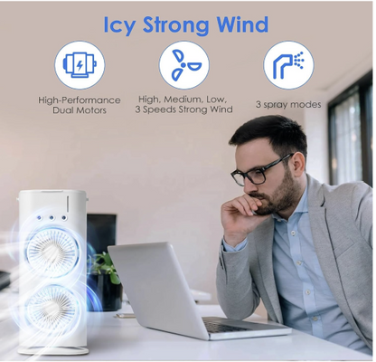 Personal Air Cooler with 3 Speeds, 3 Mist Modes, 7-Color LED, 280ml Tank, Remote Control