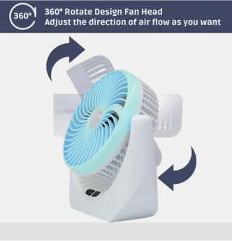 High-Speed Rechargeable portable Table Fan with LED Light Battery Powered 3-Speed Portable Fan, (Multicolor)