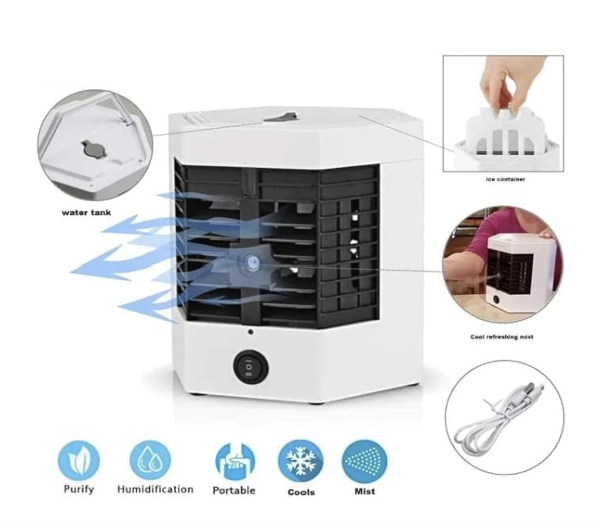 Mini Portable Air Conditioner, Personal Cooler, Convenient Water Filling,Adjustable Airflow