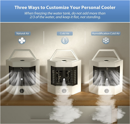 Mini Portable Air Conditioner, Personal Cooler, Convenient Water Filling,Adjustable Airflow