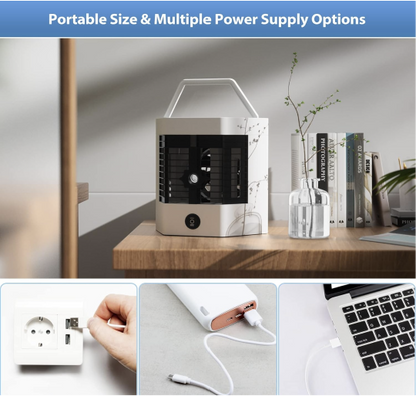 Mini Portable Air Conditioner, Personal Cooler, Convenient Water Filling,Adjustable Airflow