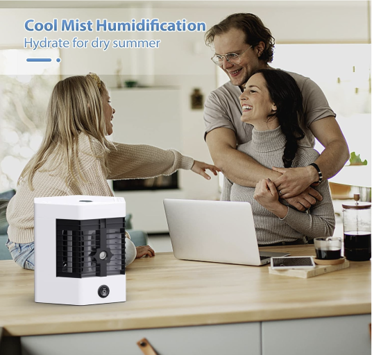 Mini Portable Air Conditioner, Personal Cooler, Convenient Water Filling,Adjustable Airflow