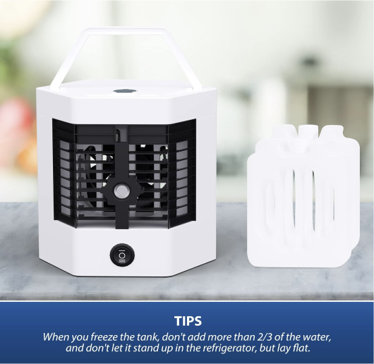 Mini Portable Air Conditioner, Personal Cooler, Convenient Water Filling,Adjustable Airflow