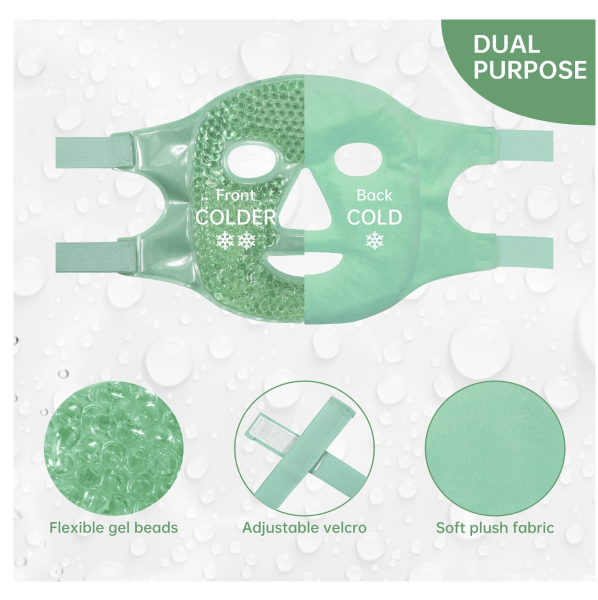 Cold Face Eye Mask, Ice Pack Reduce Face Puff, Dark Circles, Gel Beads Hot Heat Cold Compress Pack, Face SPA for Woman Sleeping, Pressure, Headaches