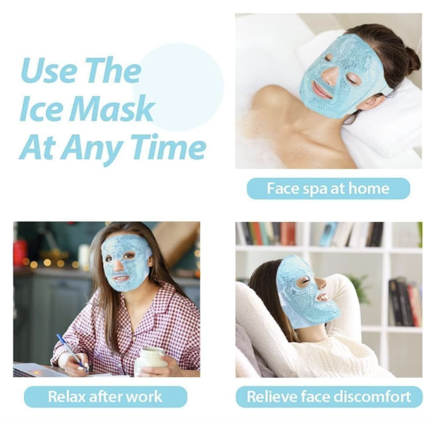 Cold Face Eye Mask, Ice Pack Reduce Face Puff, Dark Circles, Gel Beads Hot Heat Cold Compress Pack, Face SPA for Woman Sleeping, Pressure, Headaches