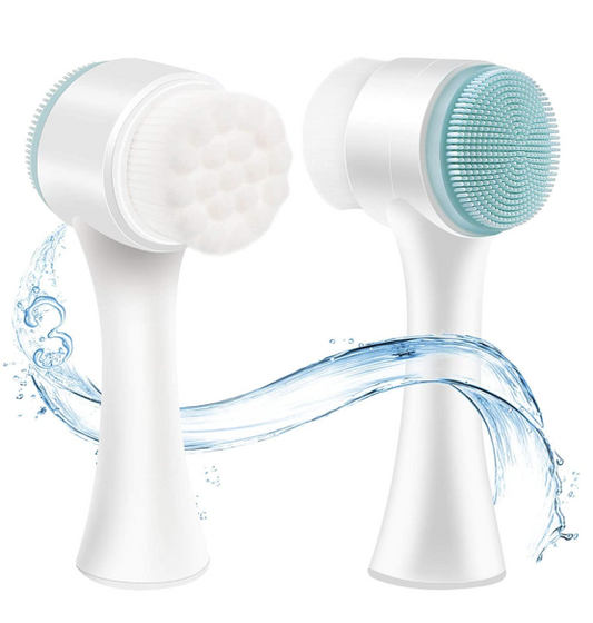 Facial Cleaning Brush Double Sided Deep Pore Cleaning Manual 2-in-1 Face Cleansing Exfoliating Brush Facial Wash Massage Soft Silicone Scrubber