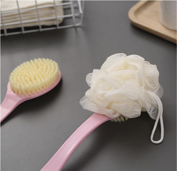 2in1 Creation Bath Body Brush with Soft Comfortable Bristles Long Handle, Wet or Dry Brushing Back Scrubber for Shower (Pack- 2 pic)
