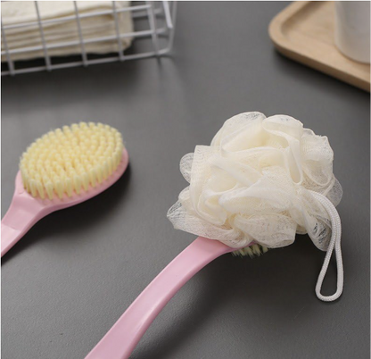 2in1 Creation Bath Body Brush with Soft Comfortable Bristles Long Handle, Wet or Dry Brushing Back Scrubber for Shower (Pack- 2 pic)