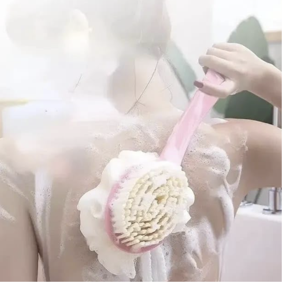 2in1 Creation Bath Body Brush with Soft Comfortable Bristles Long Handle, Wet or Dry Brushing Back Scrubber for Shower (Pack- 2 pic)