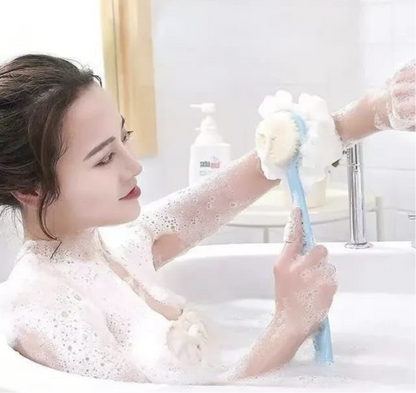 2in1 Creation Bath Body Brush with Soft Comfortable Bristles Long Handle, Wet or Dry Brushing Back Scrubber for Shower (Pack- 2 pic)