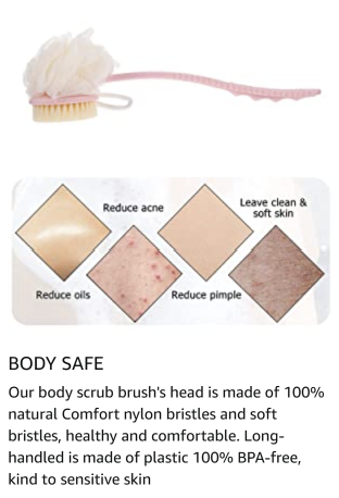 2in1 Creation Bath Body Brush with Soft Comfortable Bristles Long Handle, Wet or Dry Brushing Back Scrubber for Shower (Pack- 2 pic)