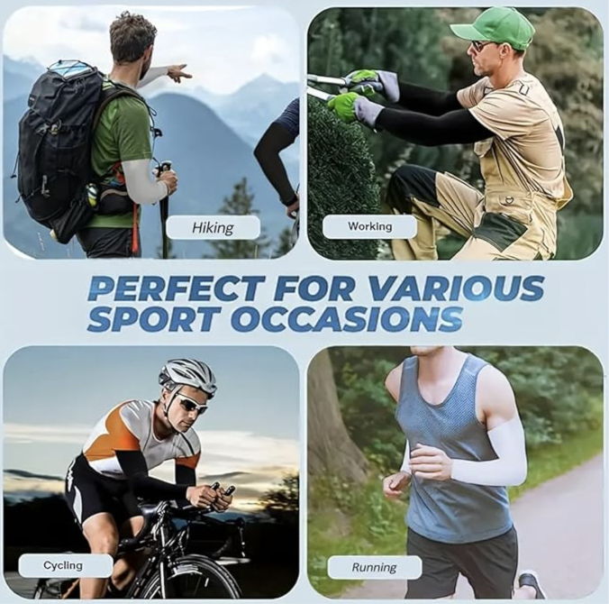 UV Sun Protection Arm Sleeves for Men & Women, UPF 50 Arm Cover for Biking,Cricket,Cycling, Golf, Outdoor 4 Pcs Sports 2 Pair