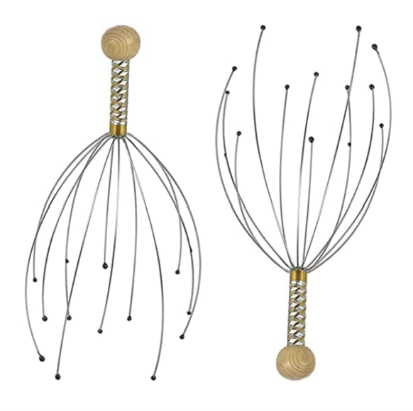 Stainless Steel Wire Head Massager with Wooden Handle, For Scalp and Spa Relief (2)