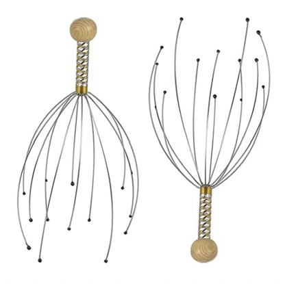 Stainless Steel Wire Head Massager with Wooden Handle, For Scalp and Spa Relief (2)