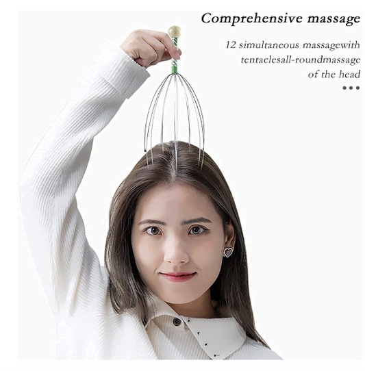 Stainless Steel Wire Head Massager with Wooden Handle, For Scalp and Spa Relief (2)