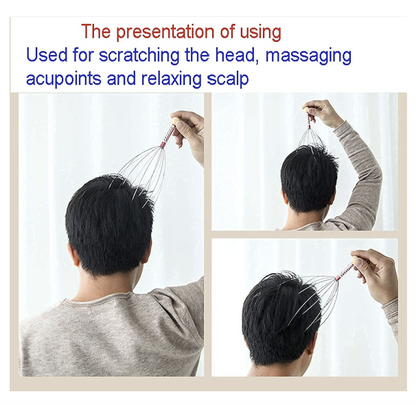 Stainless Steel Wire Head Massager with Wooden Handle, For Scalp and Spa Relief (2)