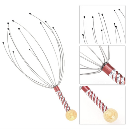 Stainless Steel Wire Head Massager with Wooden Handle, For Scalp and Spa Relief (2)