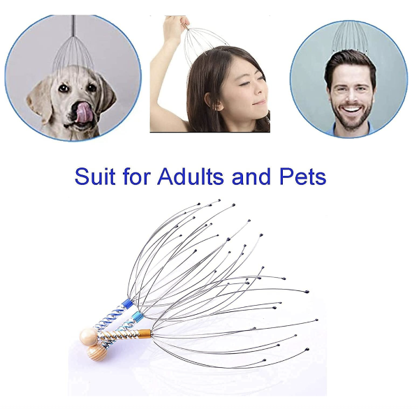 Stainless Steel Wire Head Massager with Wooden Handle, For Scalp and Spa Relief (2)