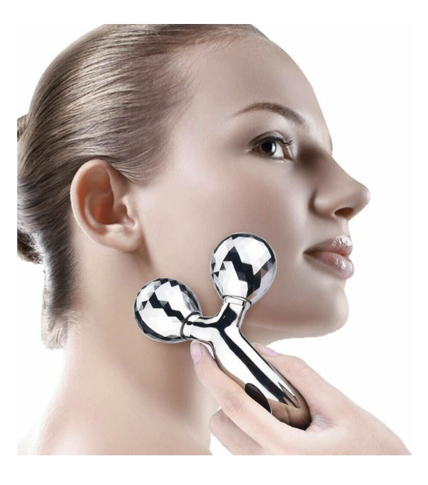 3D Manual Roller Face Body Massager | Wrinkle Remover Facial Massage Relaxation | Tightening Shaping Roller (Silver)
