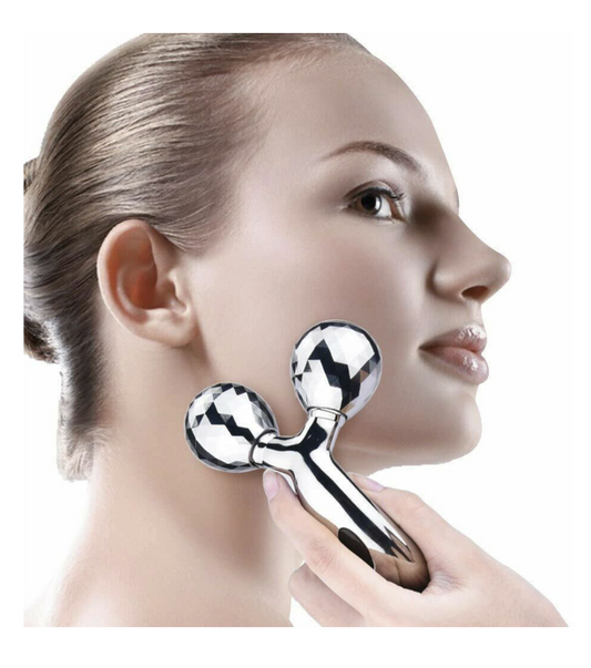 3D Manual Roller Face Body Massager | Wrinkle Remover Facial Massage Relaxation | Tightening Shaping Roller (Silver)
