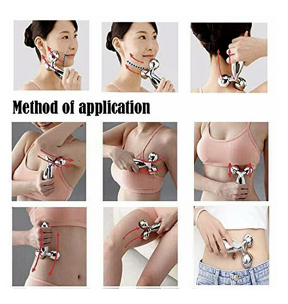 3D Manual Roller Face Body Massager | Wrinkle Remover Facial Massage Relaxation | Tightening Shaping Roller (Silver)