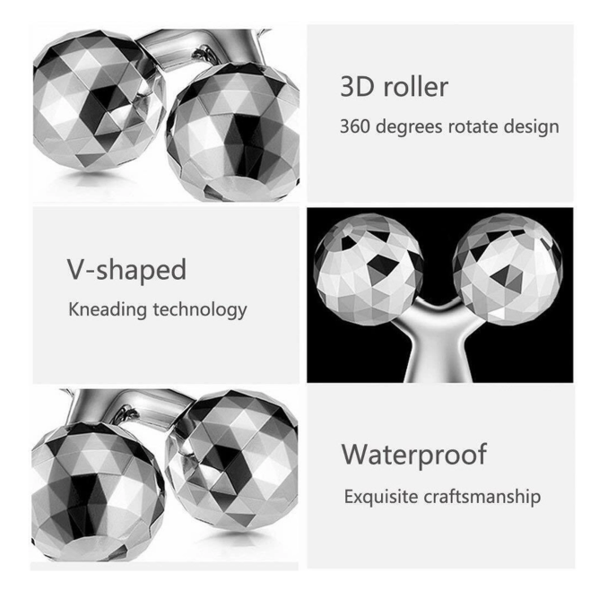 3D Manual Roller Face Body Massager | Wrinkle Remover Facial Massage Relaxation | Tightening Shaping Roller (Silver)