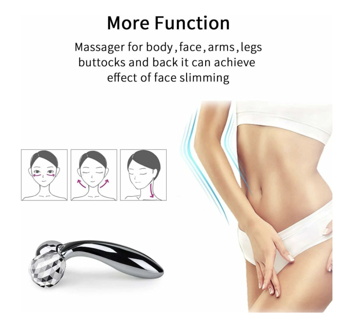 3D Manual Roller Face Body Massager | Wrinkle Remover Facial Massage Relaxation | Tightening Shaping Roller (Silver)