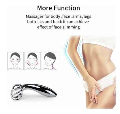 3D Manual Roller Face Body Massager | Wrinkle Remover Facial Massage Relaxation | Tightening Shaping Roller (Silver)