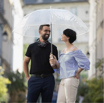 Transparent Durable Windproof Umbrella for Rain Decoration for Outdoor Events (WHITE CLEAR TRANSPARENT)