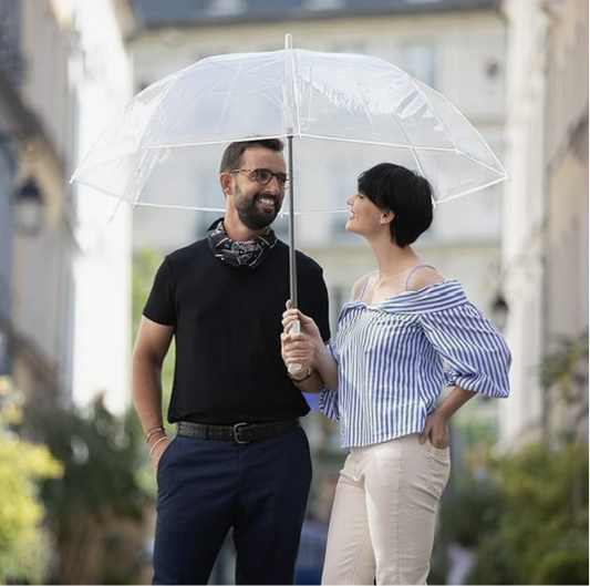 Transparent Durable Windproof Umbrella for Rain Decoration for Outdoor Events (WHITE CLEAR TRANSPARENT)